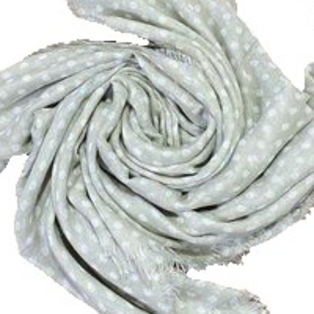 Lightweight Gray Viscose Infinity Scarf with White Polka Dots L35"X W28"